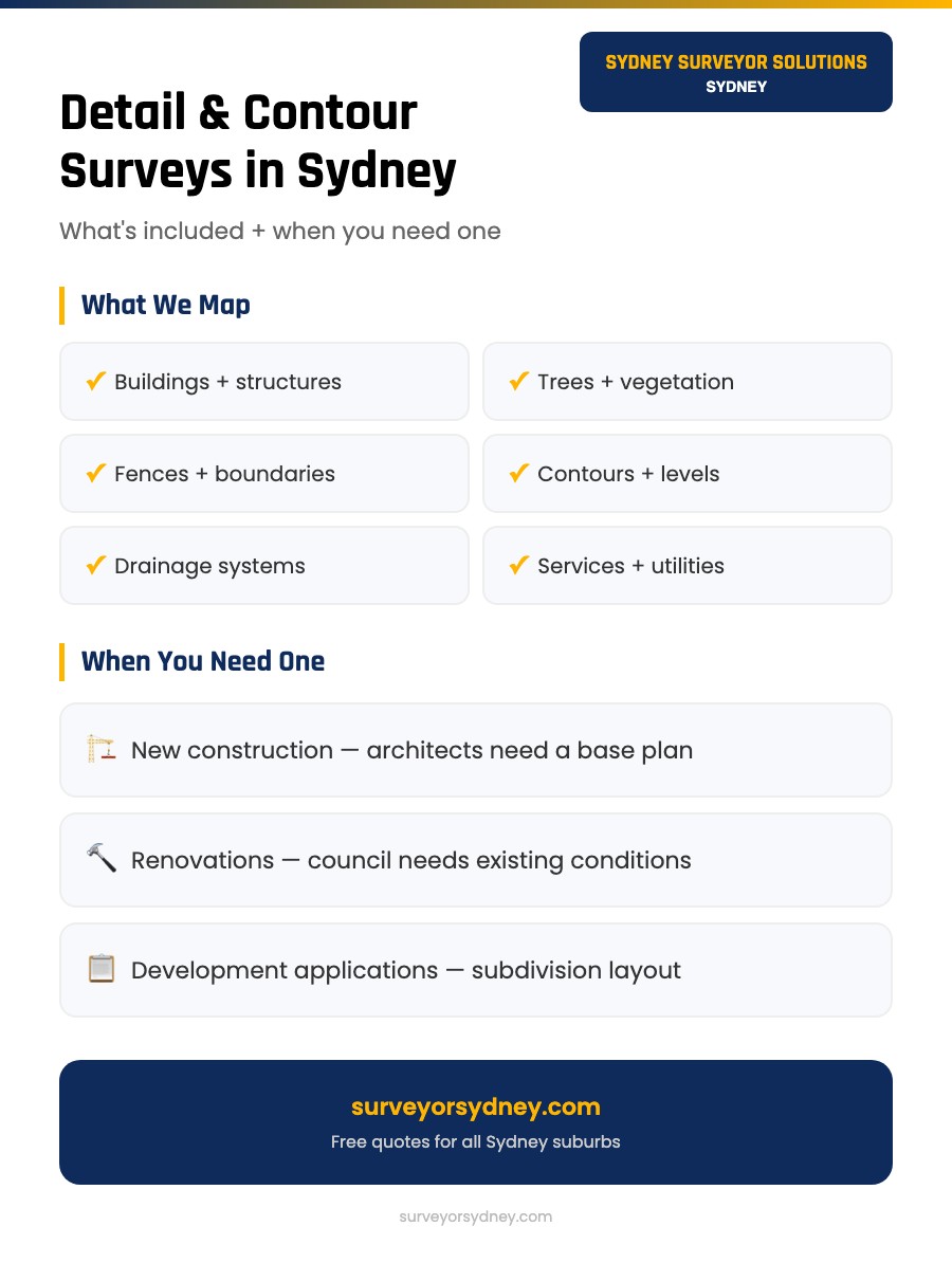 Detail (topographic) survey features shown on a Sydney residential site